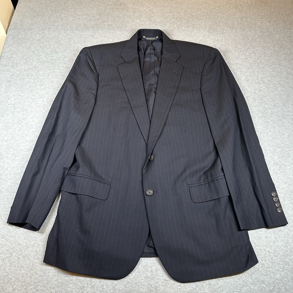 Brooks Brothers Suit Blazer Mens 43R English Cavendish Wool Dark Navy Pinstripe